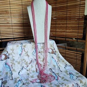 Shades of Pink Featherweight 8 Strand Plastic Vintage Jewelry Flapper Necklace